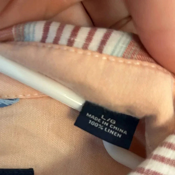 Tommy Bahama Linen Red Orange Peach Plaid Short Sleeve Button Down L - Picture 4 of 5